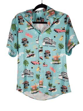 Raising Cane's Novelty Print Shirt Kitschy Beach 1950s Resort Small